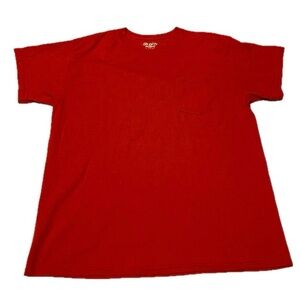 Gildan Dry Blend Mens Large Red T-Shirt Classic Crewneck Short Sleeve Pocket Tee